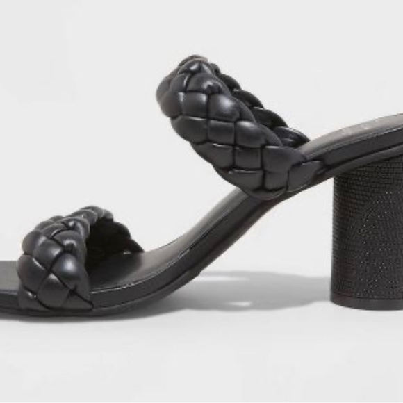 Women's Black Basil Mule With Round Heels & Woven Straps- A New Day™ - Picture 2 of 16